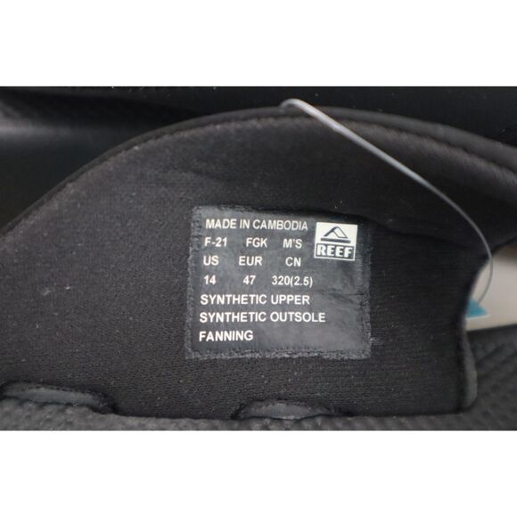 Reef Men's Sz 14 Black/Silver Fanning Flip-Flop Sandals w/Built-In Bottle Opener - Picture 10 of 15